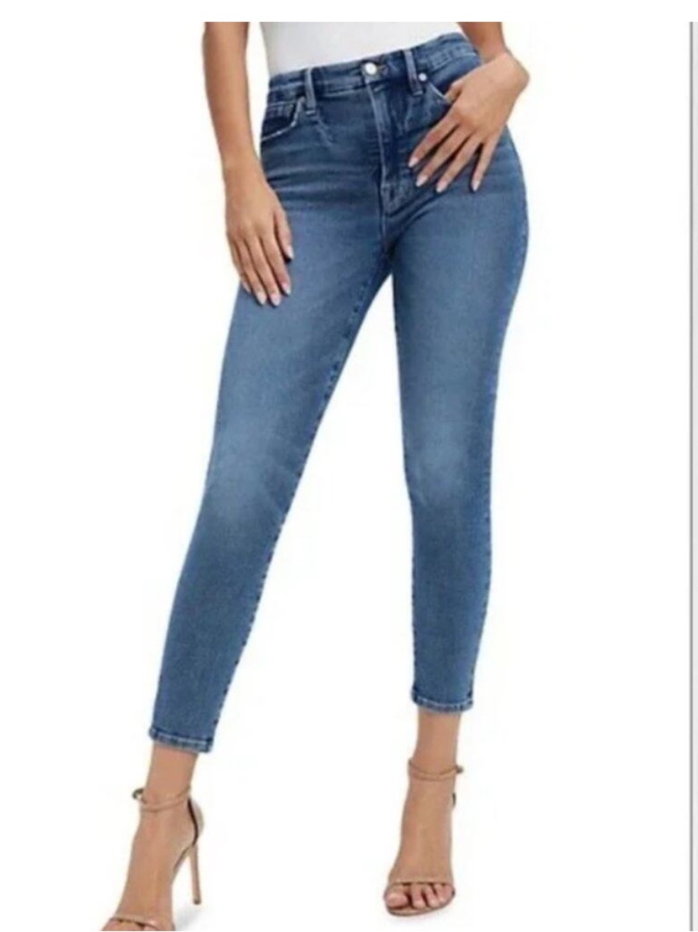 GOOD AMERICAN GOOD WAIST CROP SKINNY JEANS